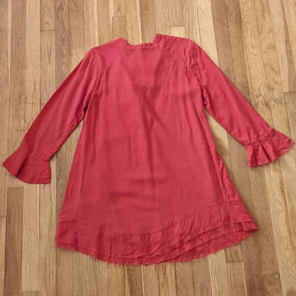 IRO Florine Lace Up Ruffle Dress in Poppy Red - Picture 3 of 5